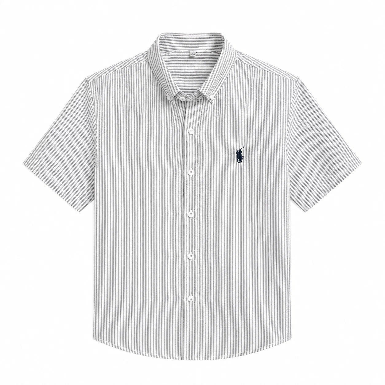 Pinstripe Short-Sleeve Button-Down Shirt
