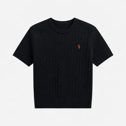 Cable-Knit Short-Sleeve Sweater