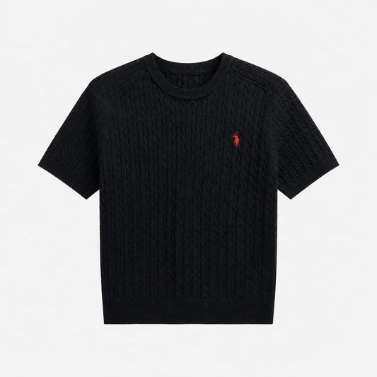Cable-Knit Short-Sleeve Sweater
