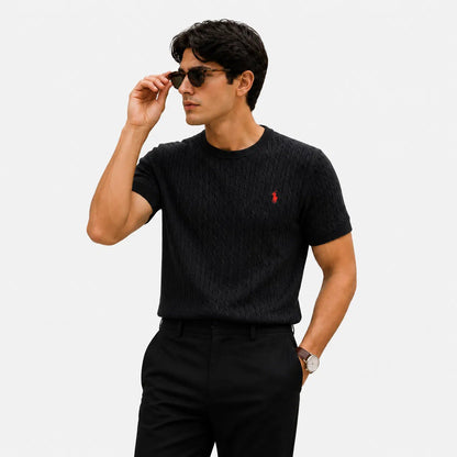 Cable-Knit Short-Sleeve Sweater