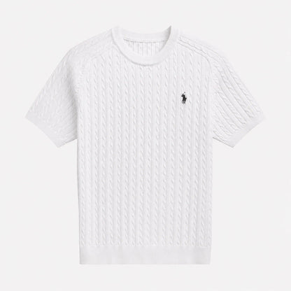 Cable-Knit Short-Sleeve Sweater