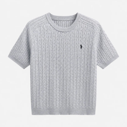 Cable-Knit Short-Sleeve Sweater