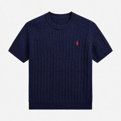 Cable-Knit Short-Sleeve Sweater