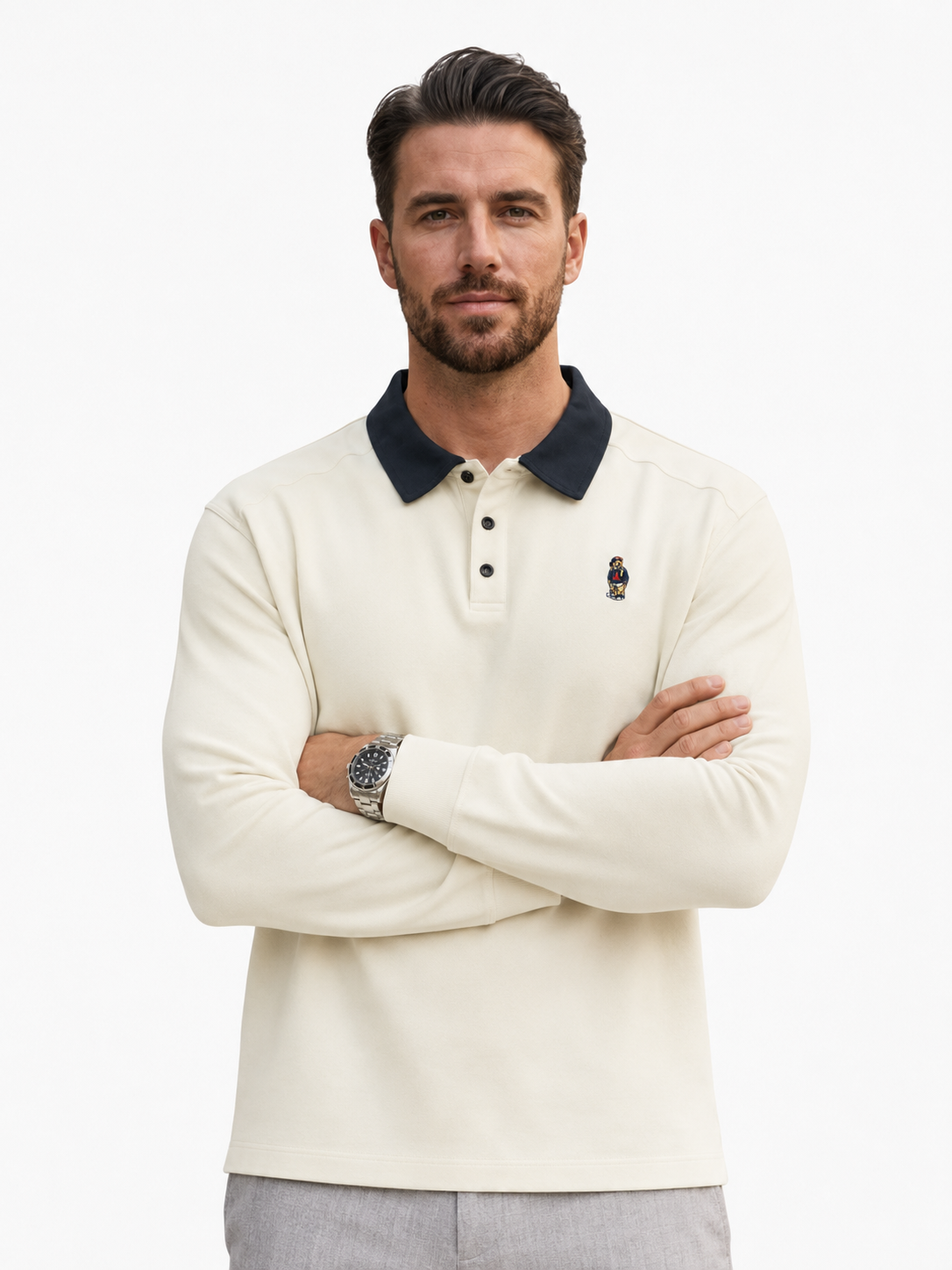Two-Tone Collar Polo Shirt