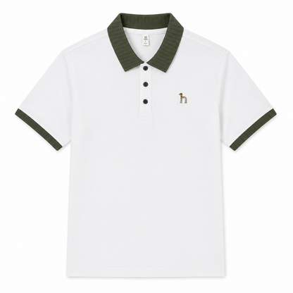 Rib-Collar Cotton Polo