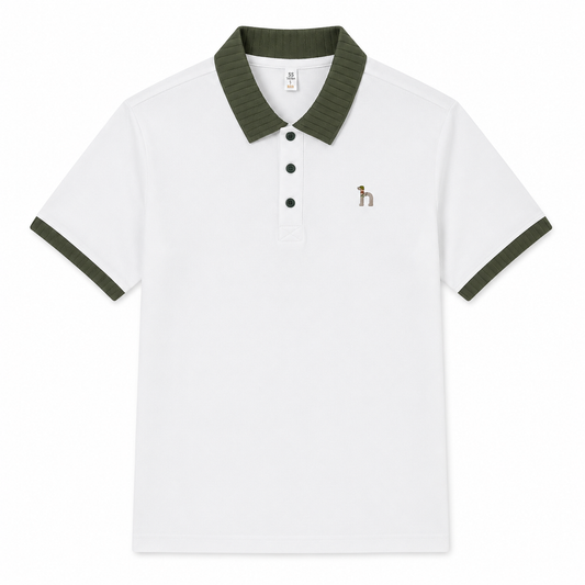 Rib-Collar Cotton Polo