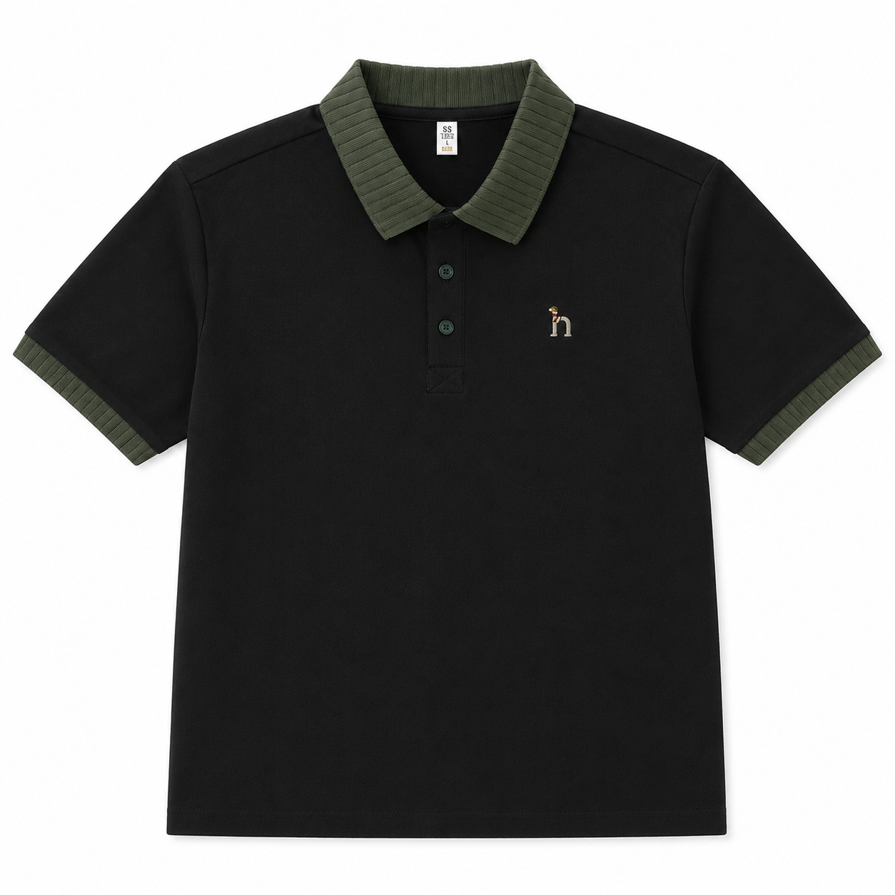 Rib-Collar Cotton Polo