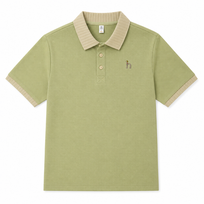 Rib-Collar Cotton Polo