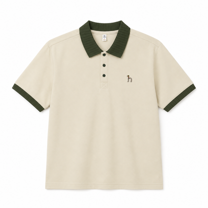 Rib-Collar Cotton Polo