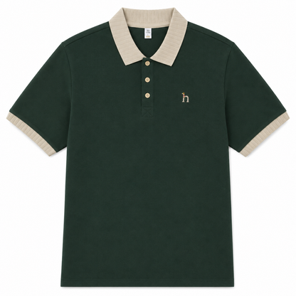 Rib-Collar Cotton Polo