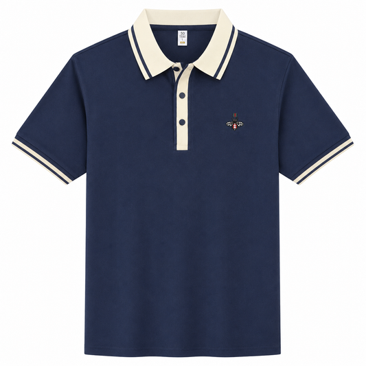 Tipped-Collar Emblem Polo