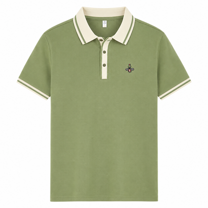 Tipped-Collar Emblem Polo