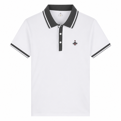Tipped-Collar Emblem Polo
