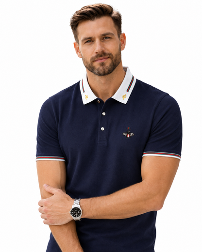 Embroidered Bee Collar Polo