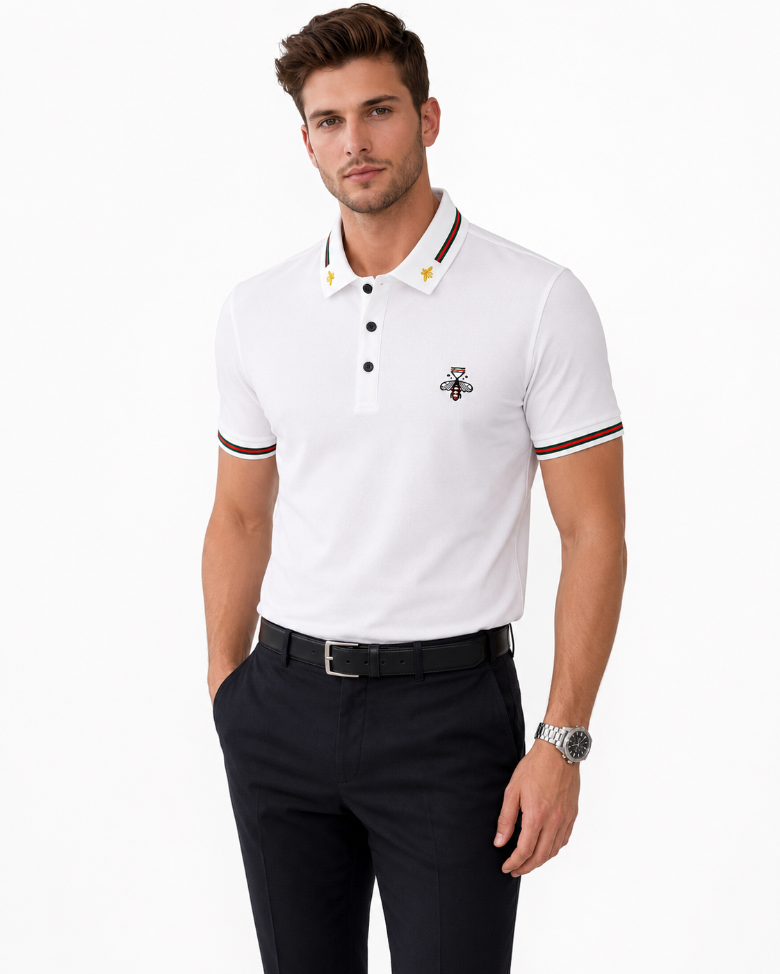 Check-Collar Polo Shirt
