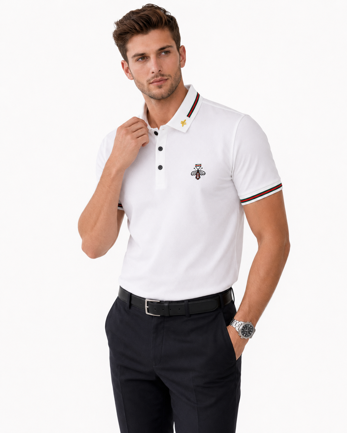 Check-Collar Polo Shirt