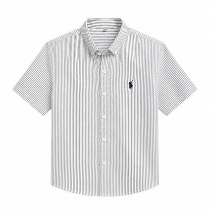 Pinstripe Short-Sleeve Button-Down Shirt