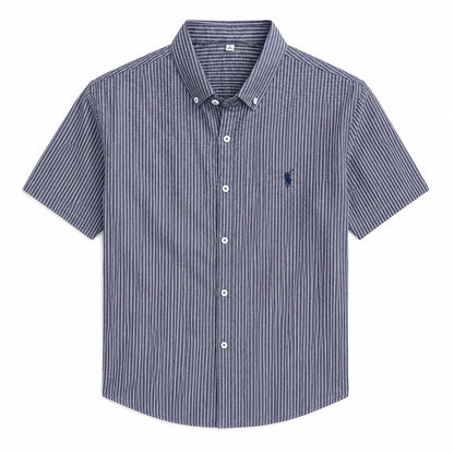 Pinstripe Short-Sleeve Button-Down Shirt