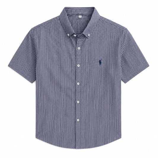 Pinstripe Short-Sleeve Button-Down Shirt
