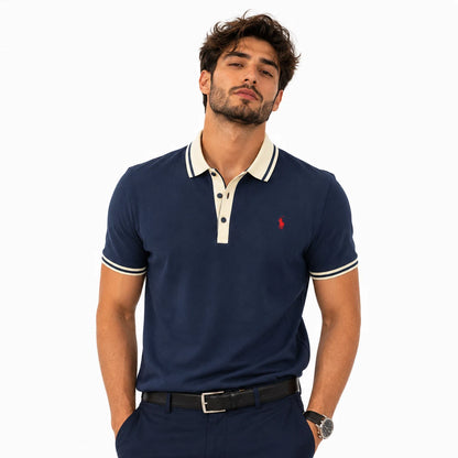 Contrast-Collar Polo Shirt