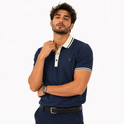 Contrast-Collar Polo Shirt